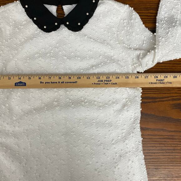Beaded Pearl Sequin Blouse XS Modest Classic Peter Pan Collar Holiday Romantic - Picture 6 of 14